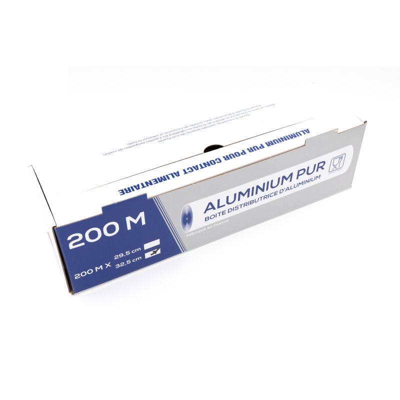 Rouleau papier aluminium alimentaire, boite distributrice 200 m x 30