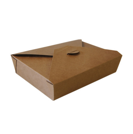 Lunch box carton brun avec couvercle 4 rabats