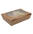 Lunch box carton brun avec couvercle à fenêtre
