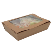 Lunch box carton brun avec couvercle à fenêtre