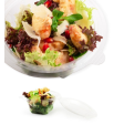 Bol à salade jetable en plastique avec couvercle attaché