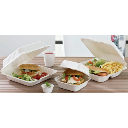 Lunch box ou boite repas 1 ou 3 compartiments en bagasse biodégradable