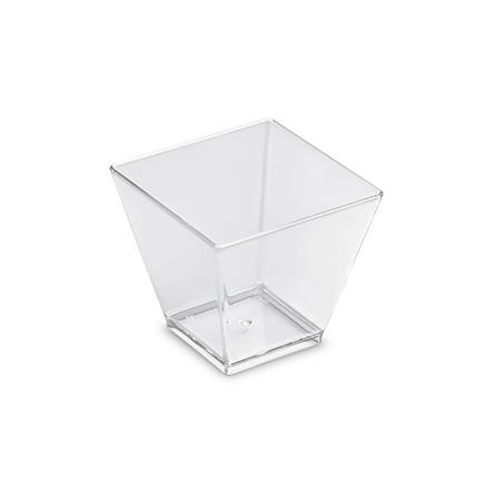 Verrine en plastique transparent en forme de cube